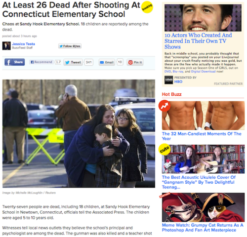 buzzfeed covers the newtown tragedy